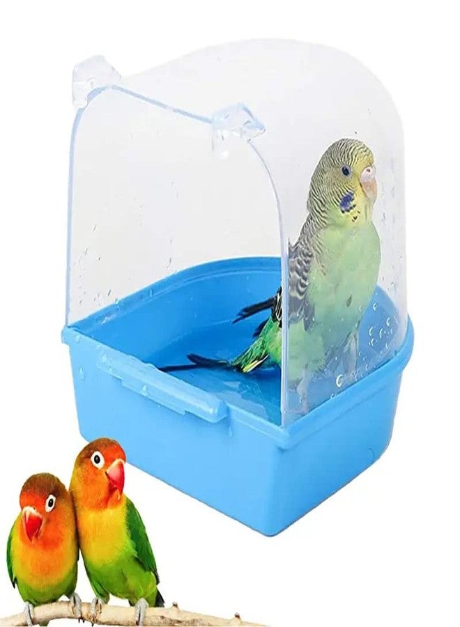 Western Era Bird Bath Tub Hanging Covered Durable & Non-Toxic - Birdcage Outside Bathing Tub for Small Brids Budgerigar Canary Parrots - Bird Cage Accessories (Blue) - Image 1